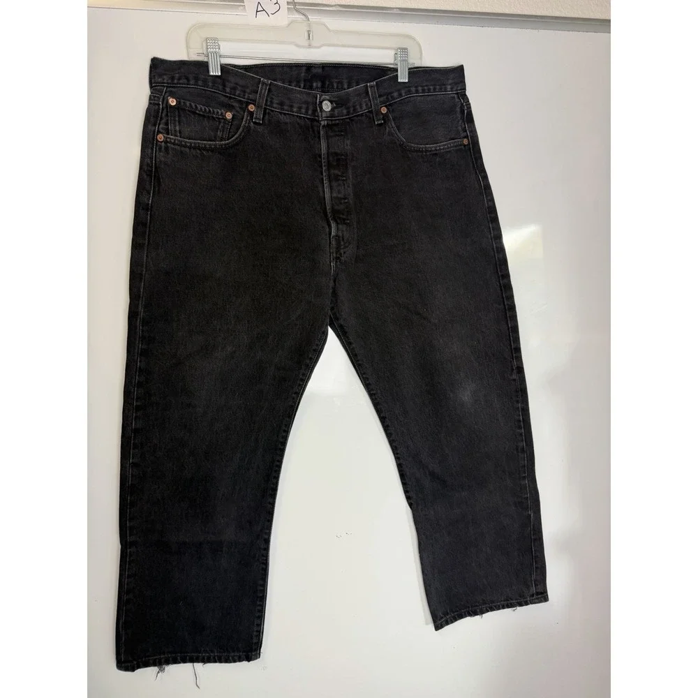 Vintage Levi's 501 Jeans Mens 40x30 Straight Black Denim Button Fly Grunge Y2K